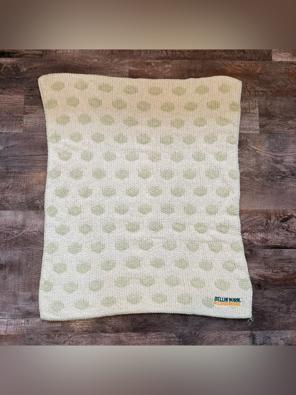 Green Bay Packers Bellin Born Baby Blanket Plush Green Polka Dots Crib Clouds